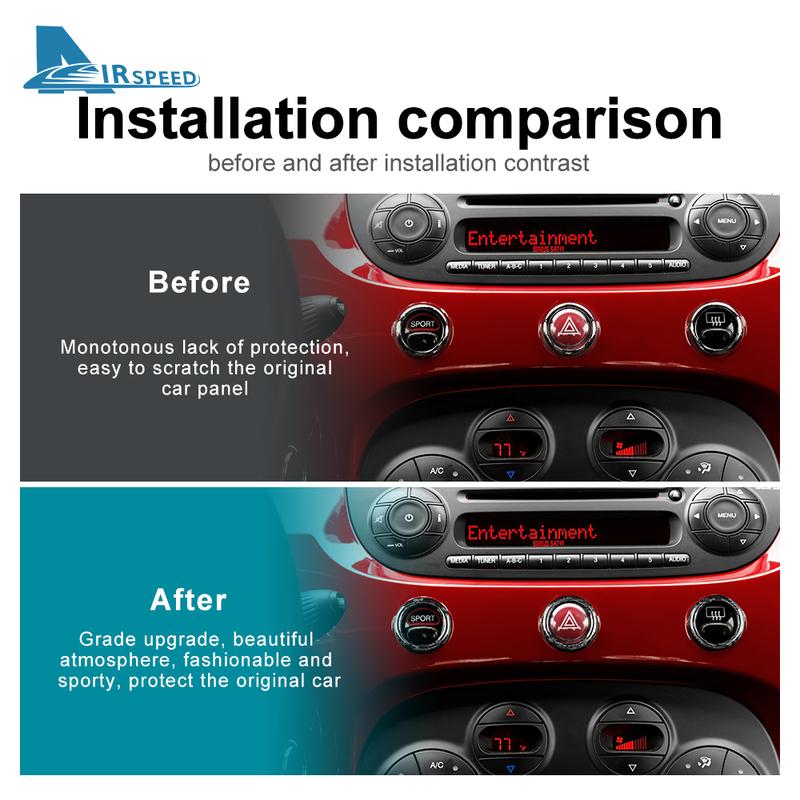 Real Hard Carbon Fiber Warning Light Button Cover for Abarth 595 695 2012 2013 2014 2015 2016 2017 2018