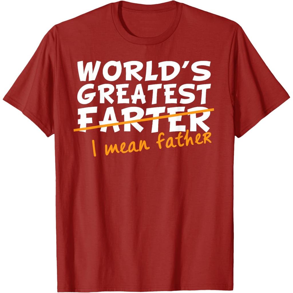 World's Greatest Farter I Mean Father Funny Graphic Cotton T-Shirt Casual Tee for Unisex