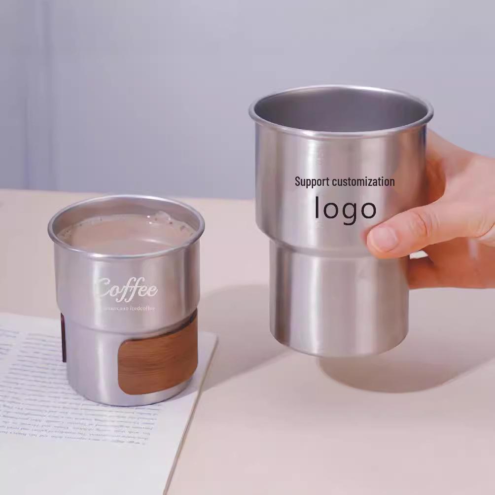 Skládací hrnek z nerezové oceli 304 s víčkem - 480 ml Přenosný venkovní kempingový hrnek