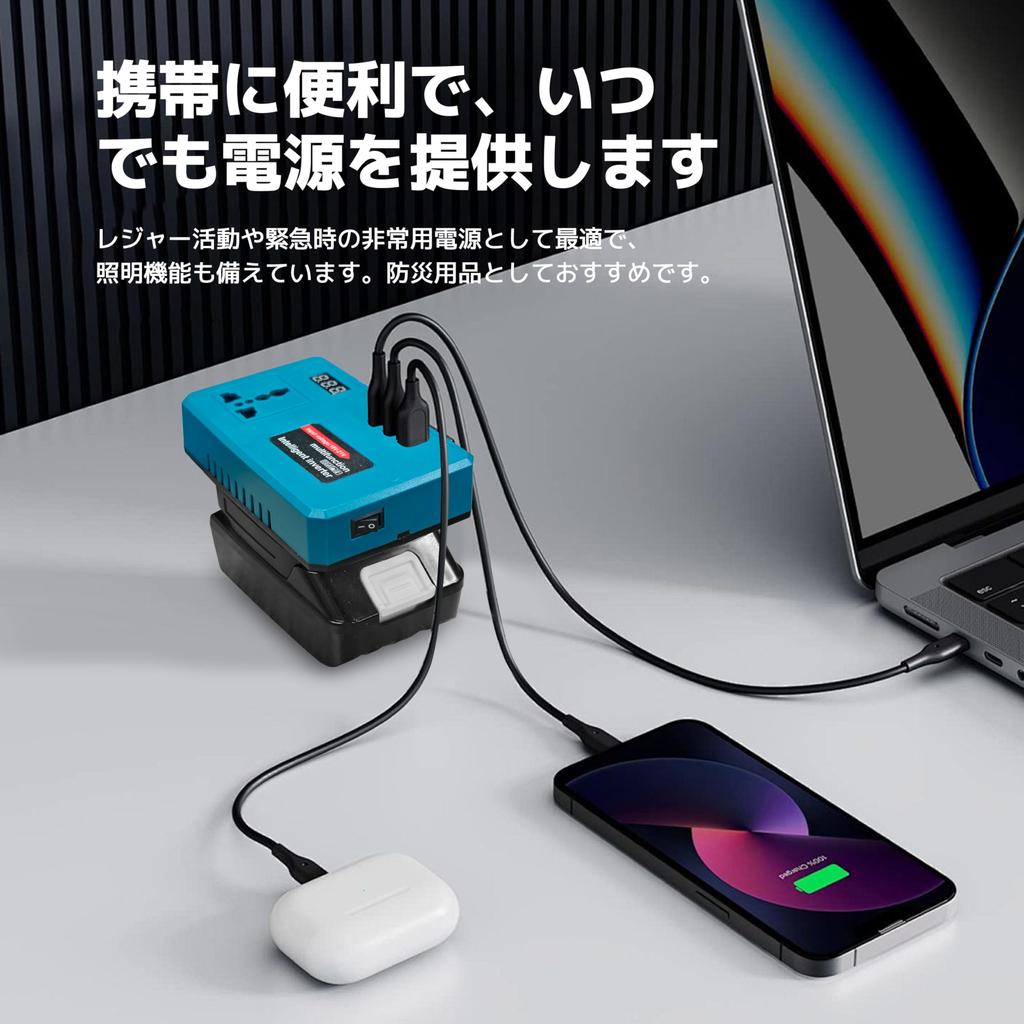 Инвертор Makita 120 Вт для питания автомобиля на открытом воздухе и при стихийных бедствиях 100 В на 110 В с умножителем напряжения и 3 USB Кемпинг, Активный отдых, Кемпинг, Землетрясения,