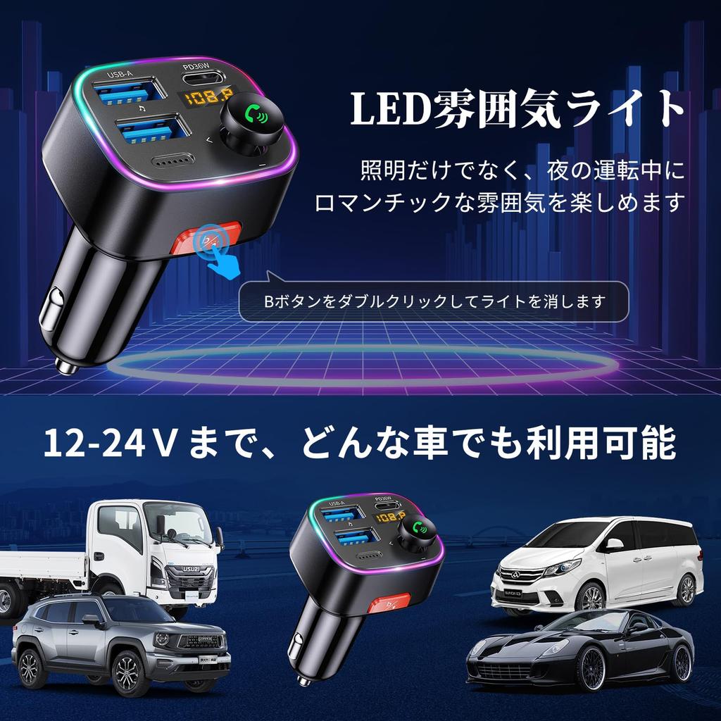 FM Transmitter [New Bluetooth 5.4] HUNDRUP Car FM Transmitter PD