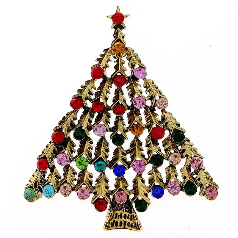 Christmas Tree Brooches For Women Unisex Plant Pins Multi-Color Available Holiday Party Accessories Gifts