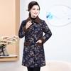 Floral Cotton-Padded Jacket with Fleece for Middle-Aged and Elderly Women - Mid-Length Winter Coat