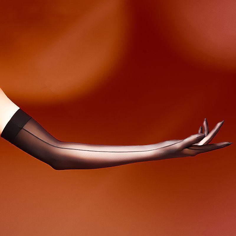 Women 51cm Sexy Smooth Oil Glossy Gloves Thin Sheer Seamless Mittens High Stretch Tight Stocking Gloves Underwear Accessories