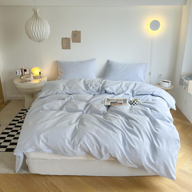 Ins Solid Color Washed Cotton Quilt Cover Single and Double Four Seasons Pure Cotton Quilt Cover