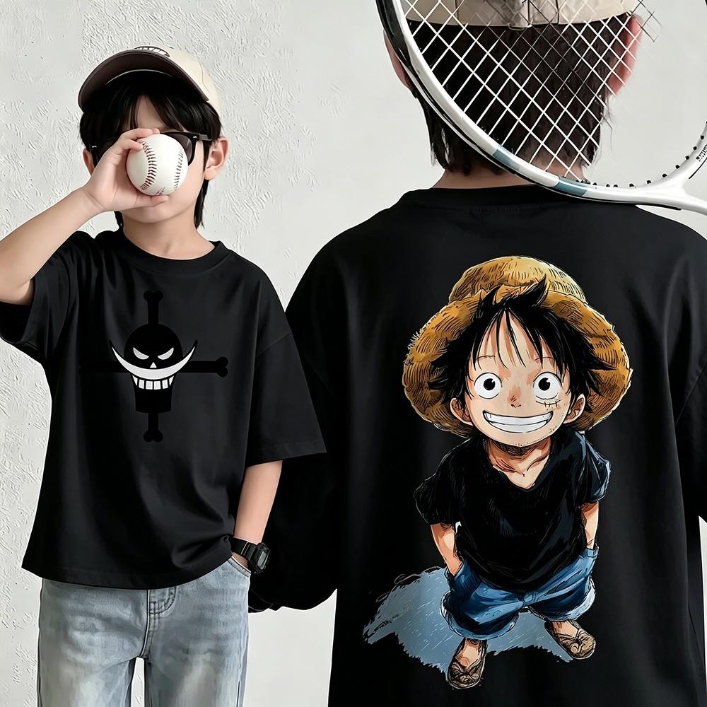 Summer New Arrival One Piece Pattern Tshirt unisex anime print casual shortsleeved fashionable streetwear top Y2K style