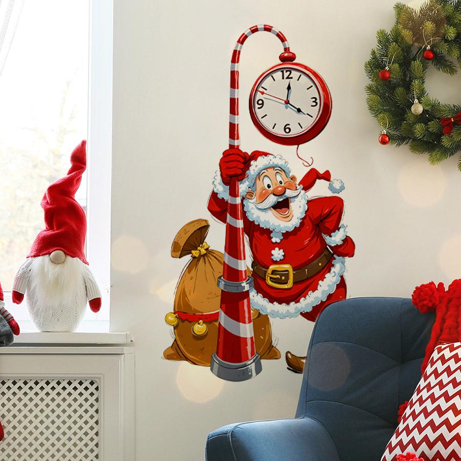 Cartoon Santa Claus Wall Stickers Removable PVC Holiday Decoration Suitable for Nursery and Kids Room Home Decoration