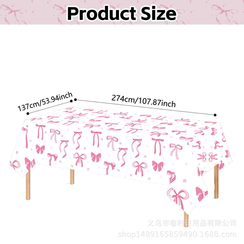 Bow Theme Party Supplies Bow Tablecloth Party Decoration Arrangement Props Tablecloth Atmosphere Tablecloth