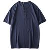 Export Tail Single Cut Label American Heavy Weight Henley Shirt Short Sleeve Men's Henry Collar Hard Han Style T-shirt Menswear Clothing Tops