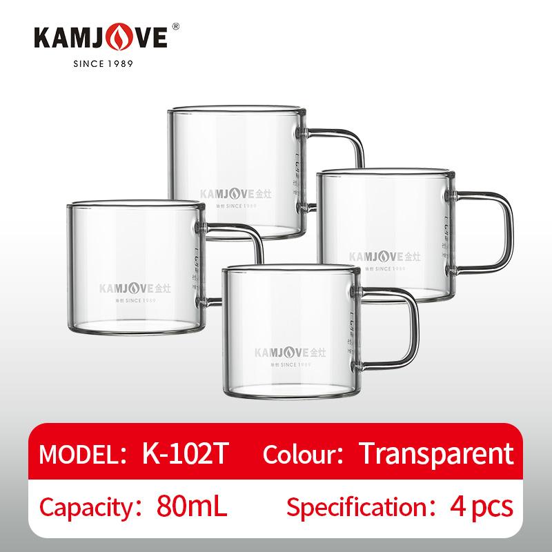 KAMJOVE Teacup 50/80/120/150ml Handle Transparent Glass Teacup Heat resistant Glass Water Cup Small Flower Teacup