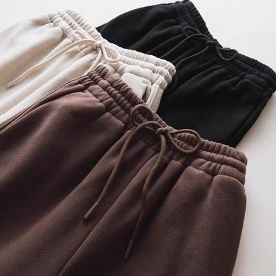 Verdickte Fleece-Kordelzug elastische Taille Freizeithose Damen 2025 neue lässige Temperament einfarbige gerade Hose