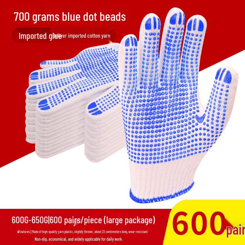 Non-Slip Breathable Dotted Cotton Work Gloves for Men and Women - Wear-Resistant and Ideal for Construction Sites