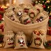 5/12pcs Christmas Jute Drawstring Gift Bags Reusable Holiday Treat Pouches Christmas Party Gift Wrapping Bags Tree Hanging Decorations