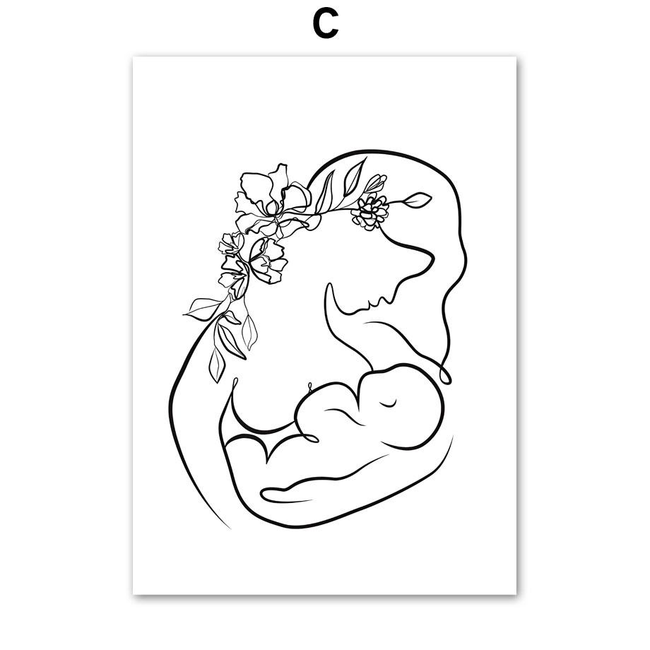 Baby Mum Dad Love Family Black White Nursery Nordic Posters And Prints Wall Art Canvas Painting Wall Pictures Kids Room Decor