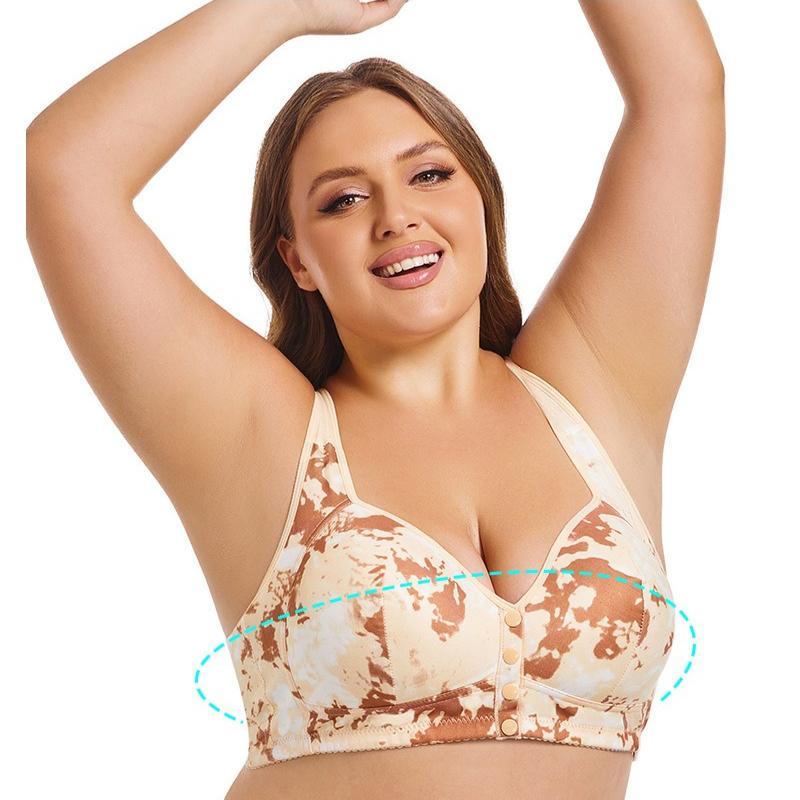 Oversized Bra European and American No Underwire Vest Style Creative Printed Front Clasp Underwear