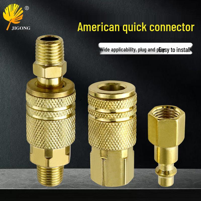 Male Connector with Internal & External Threads for Pneumatic Tools - Air Compressor Hose Adapter