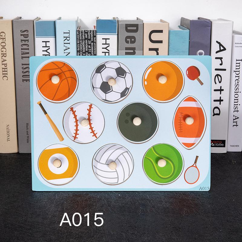 Non-Toxic Montessori Wooden Puzzles Hand Grab Boards Toys Tangram Jigsaw Baby Educational Toys Cartoon Vehicle Animals Fruits 3D Puzzles