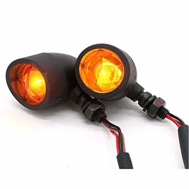 2Pcs Heavy Duty Motorcycle LED Blinker Indicator Lights Chrome Bullet Turn Signals Lamp Amber (black)