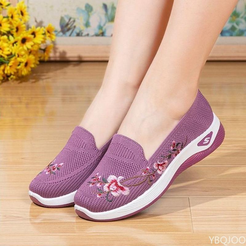 Fashion Spring summer women's retro ethnic style embroidered shoes breathable flat bottom simple comfortable daily women's shoes