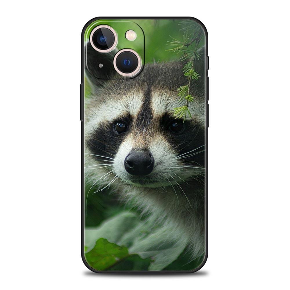 

Phone Case Cover for iPhone 17 Pro Max 16 15 14 13 12 11 Pro Max Plus 17AIR Shockproof Soft TPU Shell Cute Animal Raccoon Fundas iPhone 14 Plus