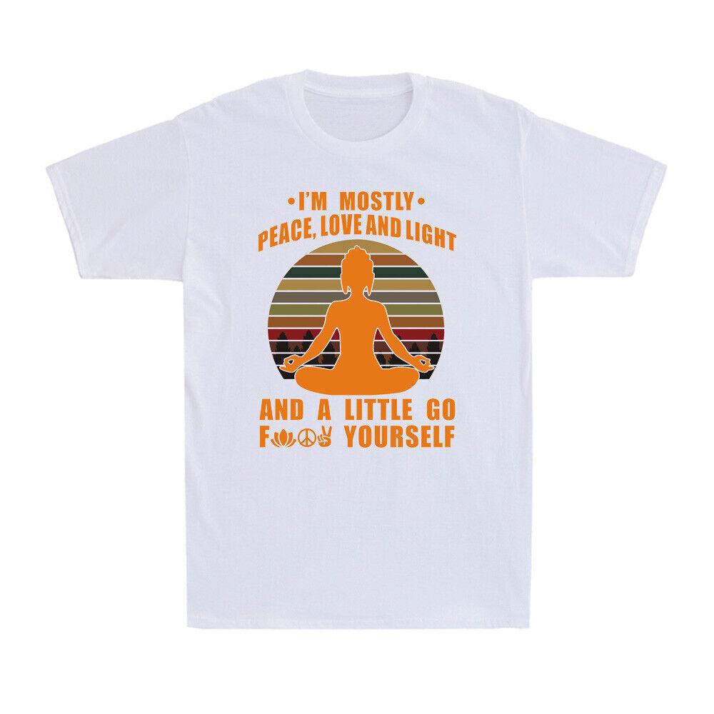Yoga I m Mostly Peace Love And Light Vintage Retro Men s Short Sleeve T-Shirt S