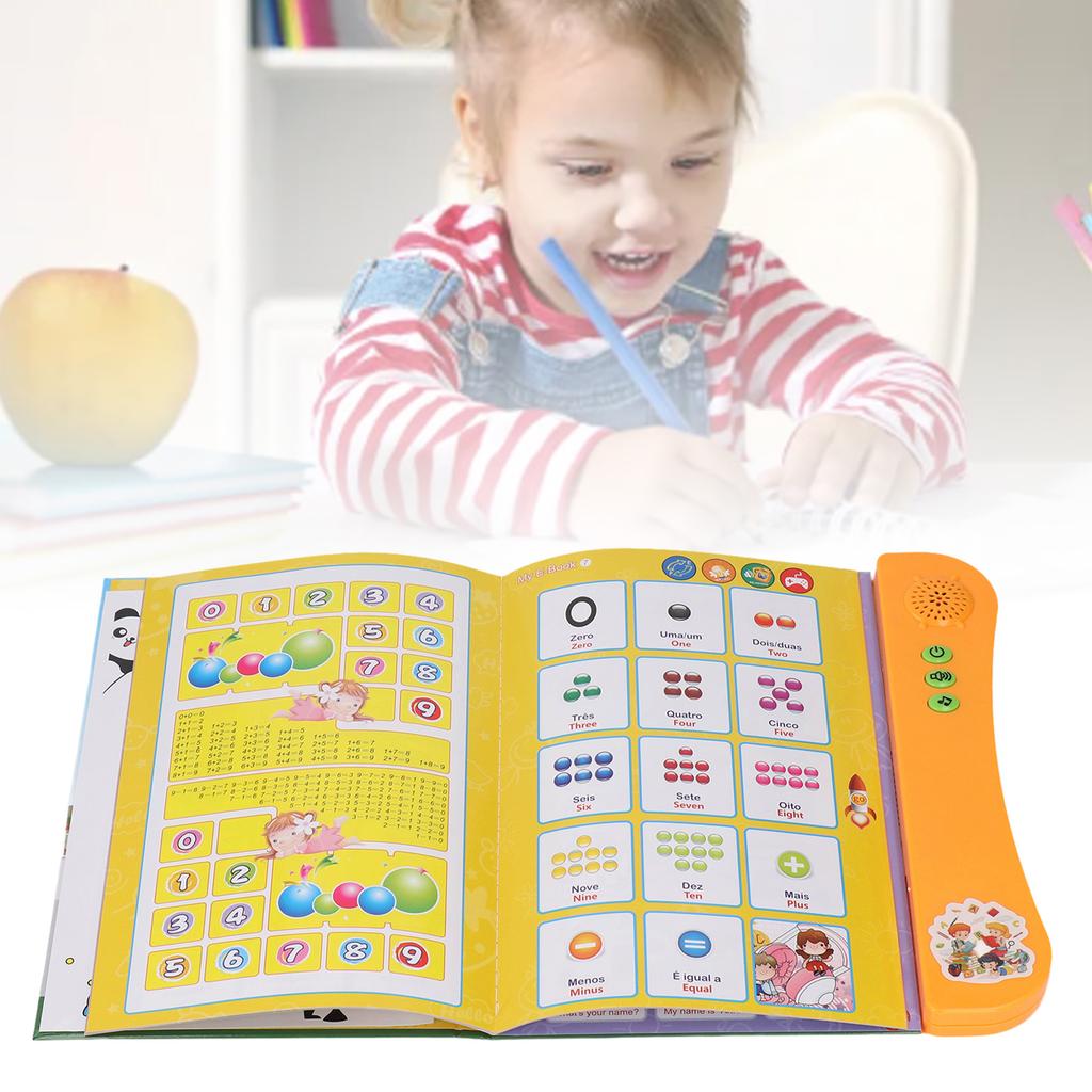 Portuguese English Sound Book for Bilingual Children Alphabet Numbers Animals Fruits Vegetables Educational Sound Reading Book