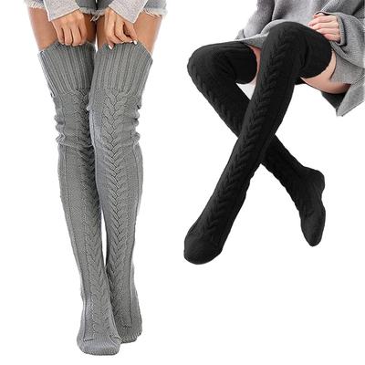 Women'S Cable Knitted Thigh High Boot Socks Extra Long Winter Stockings Over Knee Leg Warmers