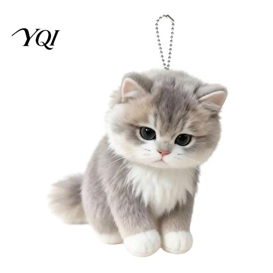 Soft Stuffed Animal for Kids Plush Simulation Cat Doll Keychain, Skin Friendly Washable Kitten Pendant, Plushie Bag Charm Backpacks And Keys