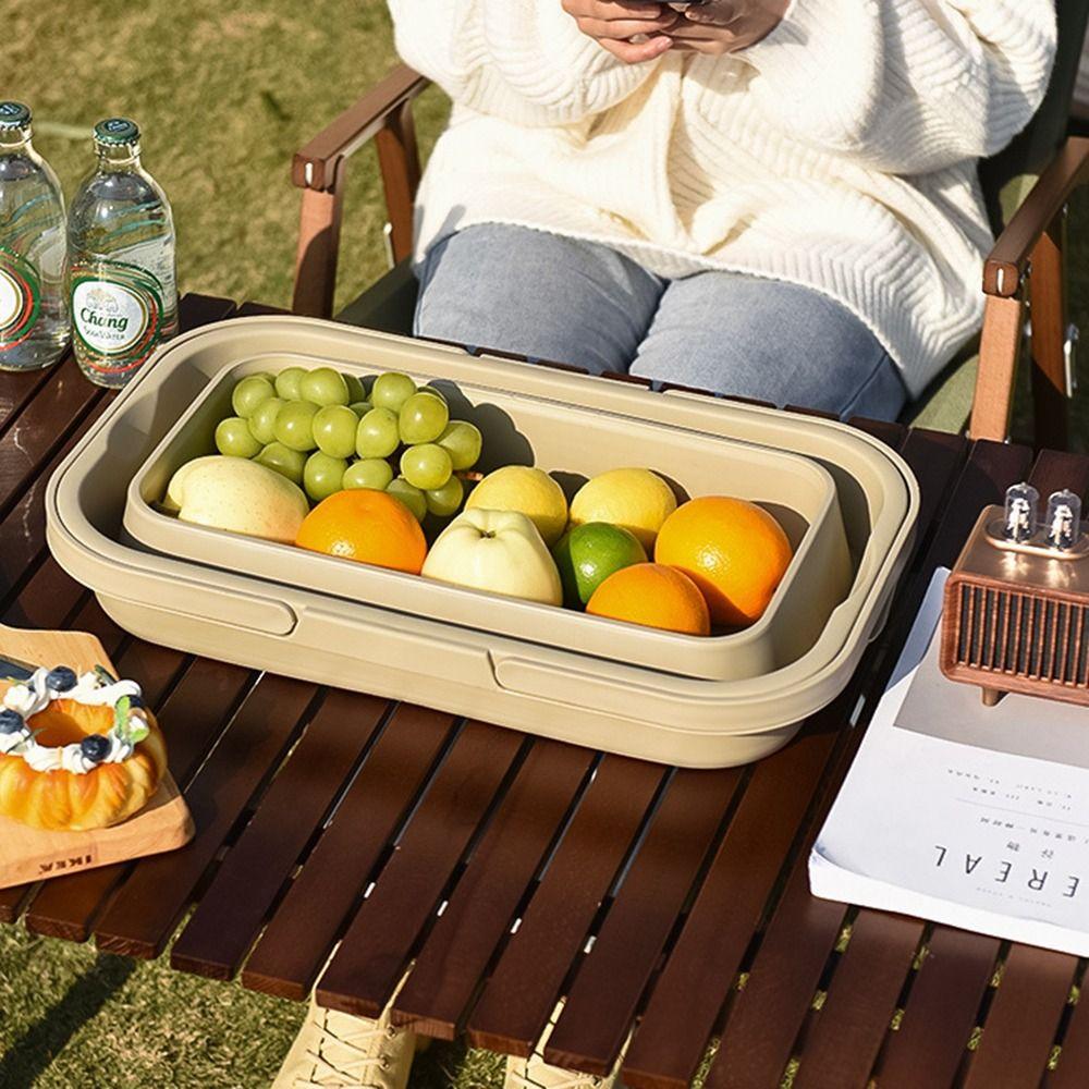 Waterproof Picnic Basket Camping Table Sundries Basket Plastic Outdoor Storage Box  Travel