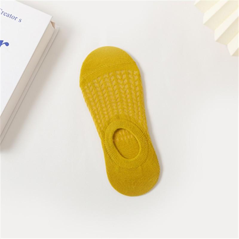 Women's Spring and Summer Striped Silicone Anti Slip Invisible 7A Antibacterial and Deodorizing Solid Color Boat Socks