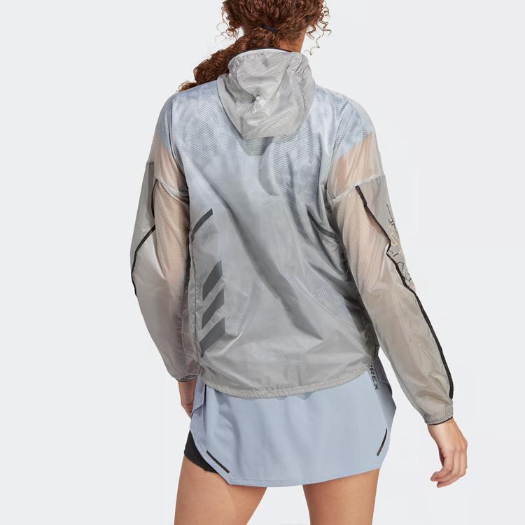 Adidas Logo Letter Print Zip-Up Hooded Jacket Women jackets Black White HT9403