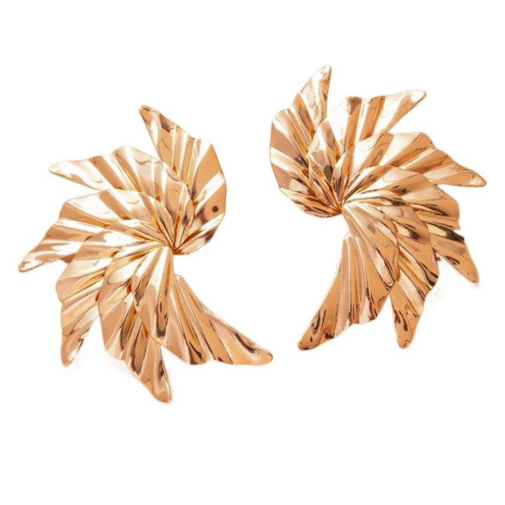 Steel Needle Metal Pleated Earrings Pleated Metal Stud Earrings Fashion Jewelry