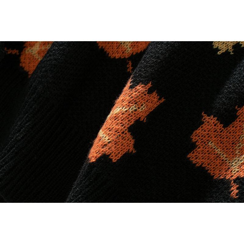 Damen S Locker Sitzend Langarm Rundhals Ahornblatt Jacquard Strickpullover