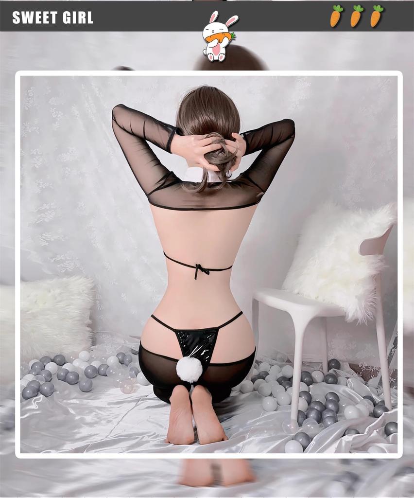 Bunny Girl Cosplay 7 Piece Set Erotic Extreme Sex Open Chest Bunny Sexy Mesh Transparent Training Moe Temptation Little Devil Devil Witch Rabbit Ears