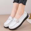 Spring and Autumn women's large-size leather one-pedal casual flat-soled Doudou shoes versatile soft-soled comfortable mother shoes