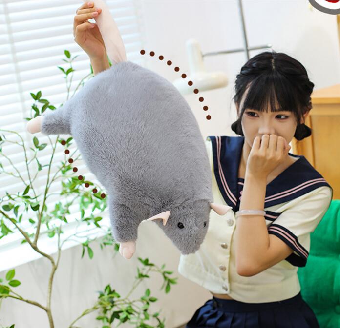 40/55/90cm Tier-Simulation Stofftier Grau Braun Maus Ratte Plüschtier Maus Puppe Cartoon Plüsch Blume Ast Rattenpuppe Weich