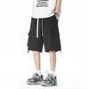 Men's Black Cargo Shorts - Multi Pocket Drawstring Waist Lightweight Summer Casual Short Pants