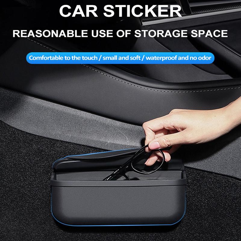 AABLU1 Glasses Case for Tesla Model 3 Y ModelY Sticky Seat Crevice Side Sunglasses Card Storage Box TPE Silicon Stickable Car Organizer