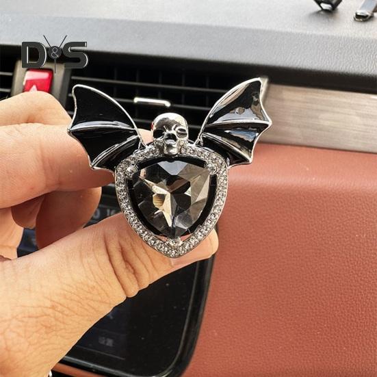Clip Sfiato Auto A Forma Di Corona Con Teschio In Cristallo - 2 Pezzi - Diffusore Profumatore Per Auto Con Strass - 5