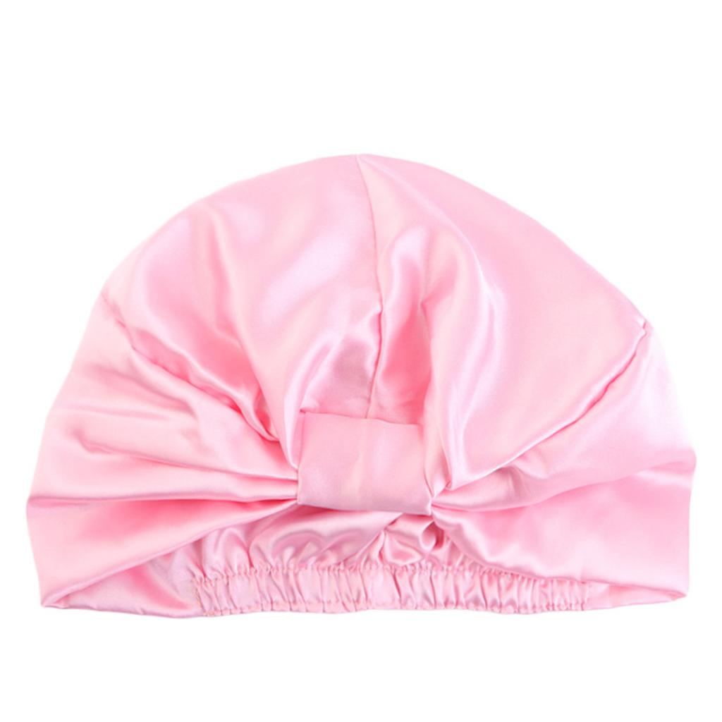 Women's Double-Layered Reusable Silk Satin Sleep Headwrap for Nighttime Beauty Routine – Elastic Band & Knot Closure Shower Bathing Cap