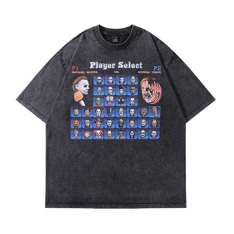 European And American Street Retro Heavy Weight Short-Sleeved T-Shirt Men'S And Women'S Hiphop Loose Lazy Wind Half-Sleeved Tee Shirt
