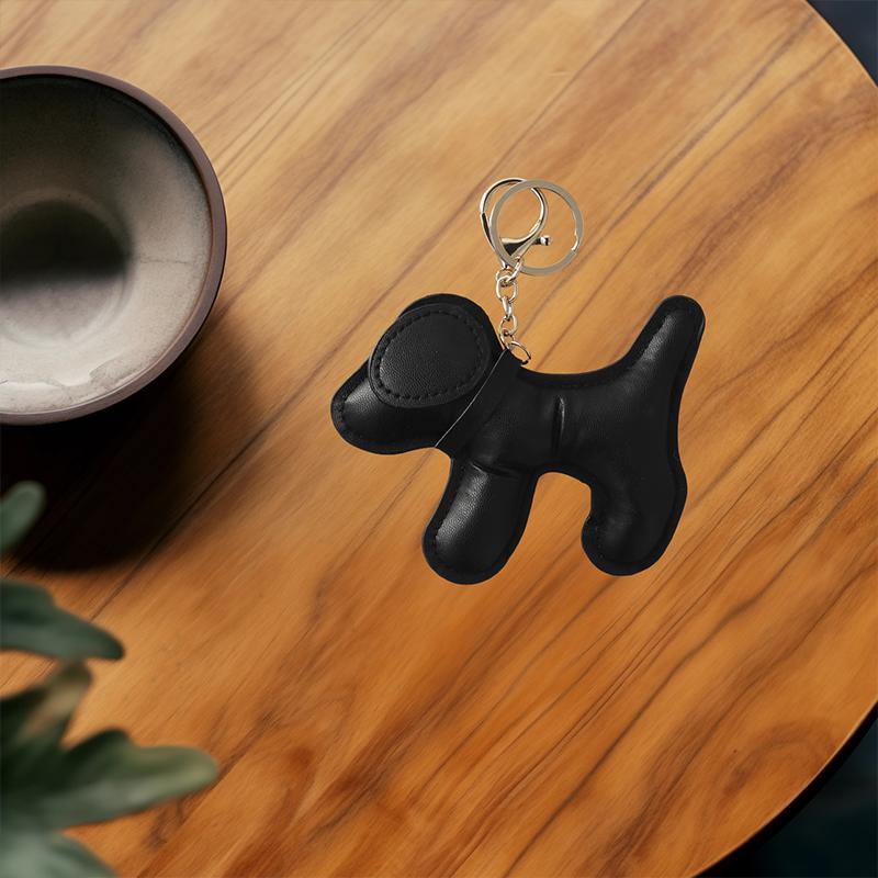 Women Girls Cartoon Dog Creative Pendant Bag Decorations PU Leather Cute Solid Color Fashion Keychain Decorative Gift Accessories
