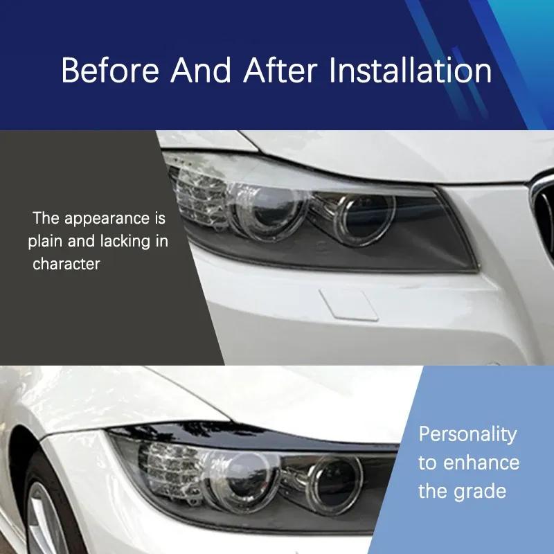 Headlight Eyelid Eyebrow Trims Fits for BMW 3 Series E90 E91 2005 -2011 Sedan/Touring Accessories ABS Gloss Black/Carbon Look