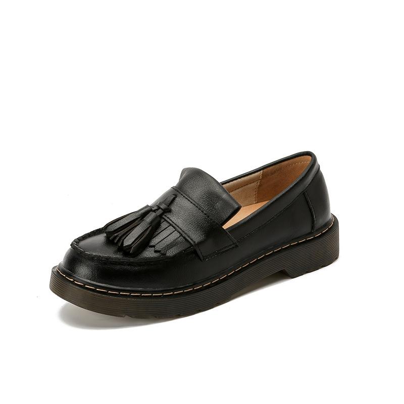 Leather Vintage Nostalgia Lolita Shoes Tassel Cowhide Loafers Women Shallow Student Maiden Shoes Pumps Mary Janes Shoes