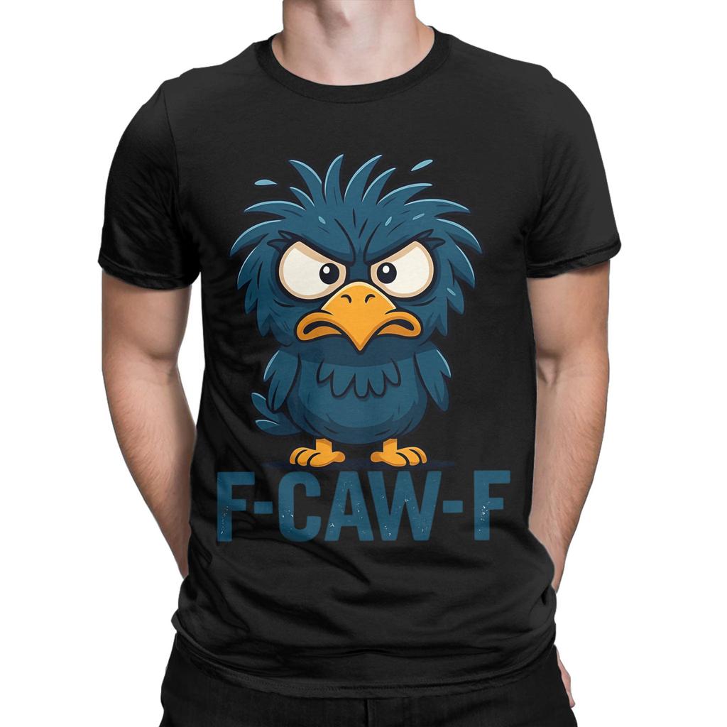 F-Caw-F Angry Bird Meme Funny Men T Shirts Vintage Tee Shirt Short Sleeve Crew Neck T-Shirts Pure Cotton Graphic Printed Tops
