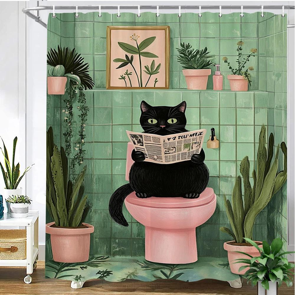 Cartoon Cute Cats And Dogs Fabric Shower Curtain Bathroom Curtain,Bathing Animal Style Home Decoration Curtain With Hooks