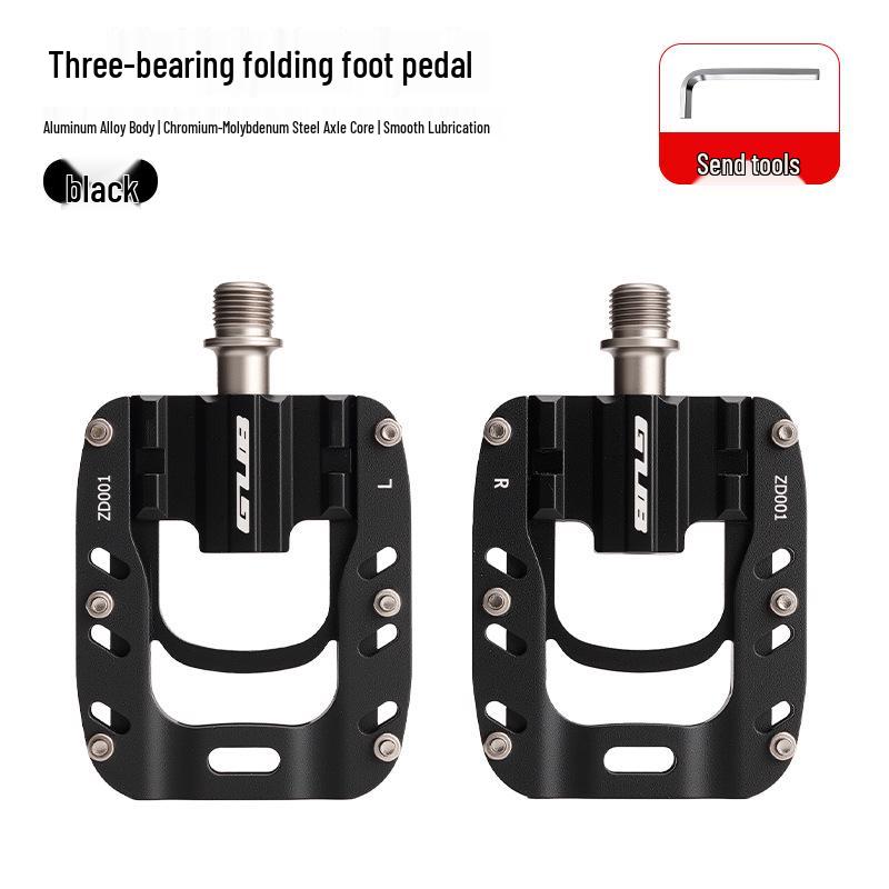 GUB ZD001 Universal Aluminum Alloy Folding Bicycle Pedals, Three Bearings чёрный