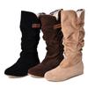 2026 New Mid-tube Snow Boots Hollow Cotton Thread Hook Lace Frosted Lady Boots Large Size Women's Shoes