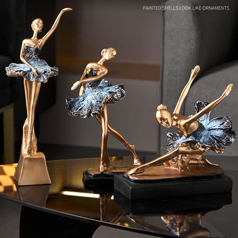 Ballet Dancer Figurine European Girl Dancer Ornament Figure Sculpture Craft For Table Bookcase Accent