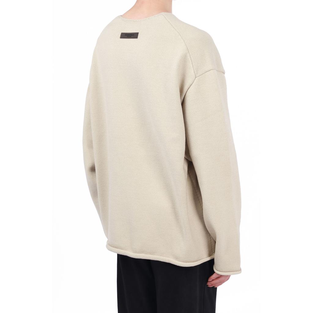 Fear of God Essentials 1977 Series SS22 Raw Edge Sweater With Flock Lettering Long Sleeve Men Sweater Wheat FOG-SS22-121